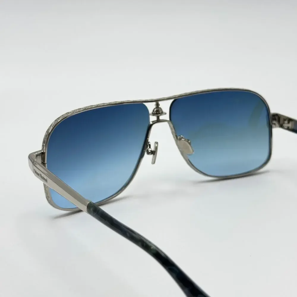 Vivienne Westwood Sunglasses Keith VW5101 800 Silver Aviator Gradient Lens 63mm